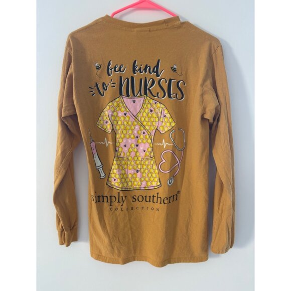 Simply Southern Collection Long Sleeve "Bee Kind To Nurses" Graphic Tee Ladies S - Picture 5 of 9